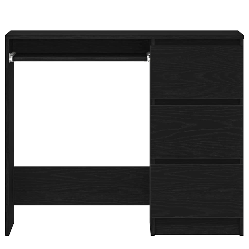 Bureau noir aspect chêne 90x45x76 cm Panneau de particules