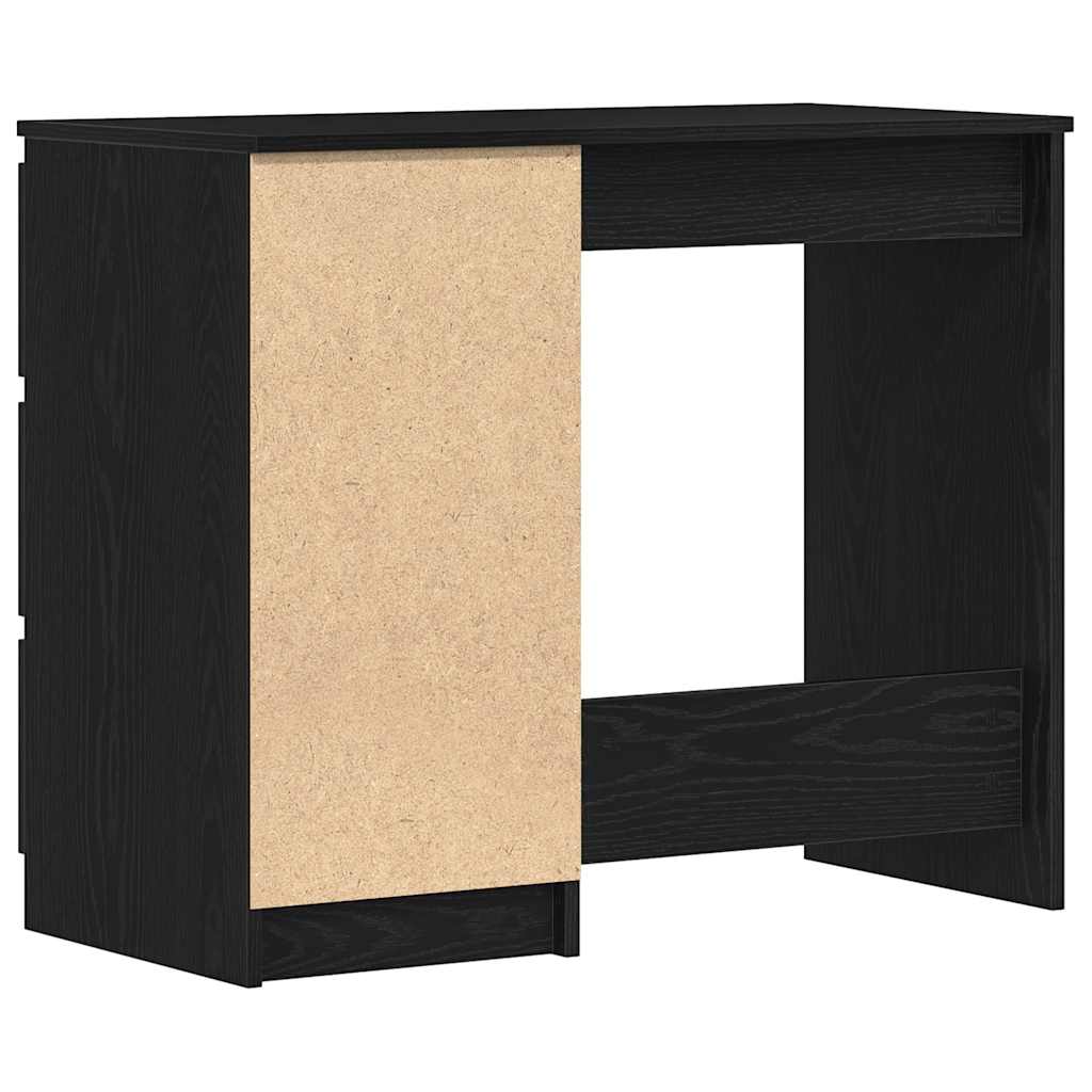 Bureau noir aspect chêne 90x45x76 cm Panneau de particules