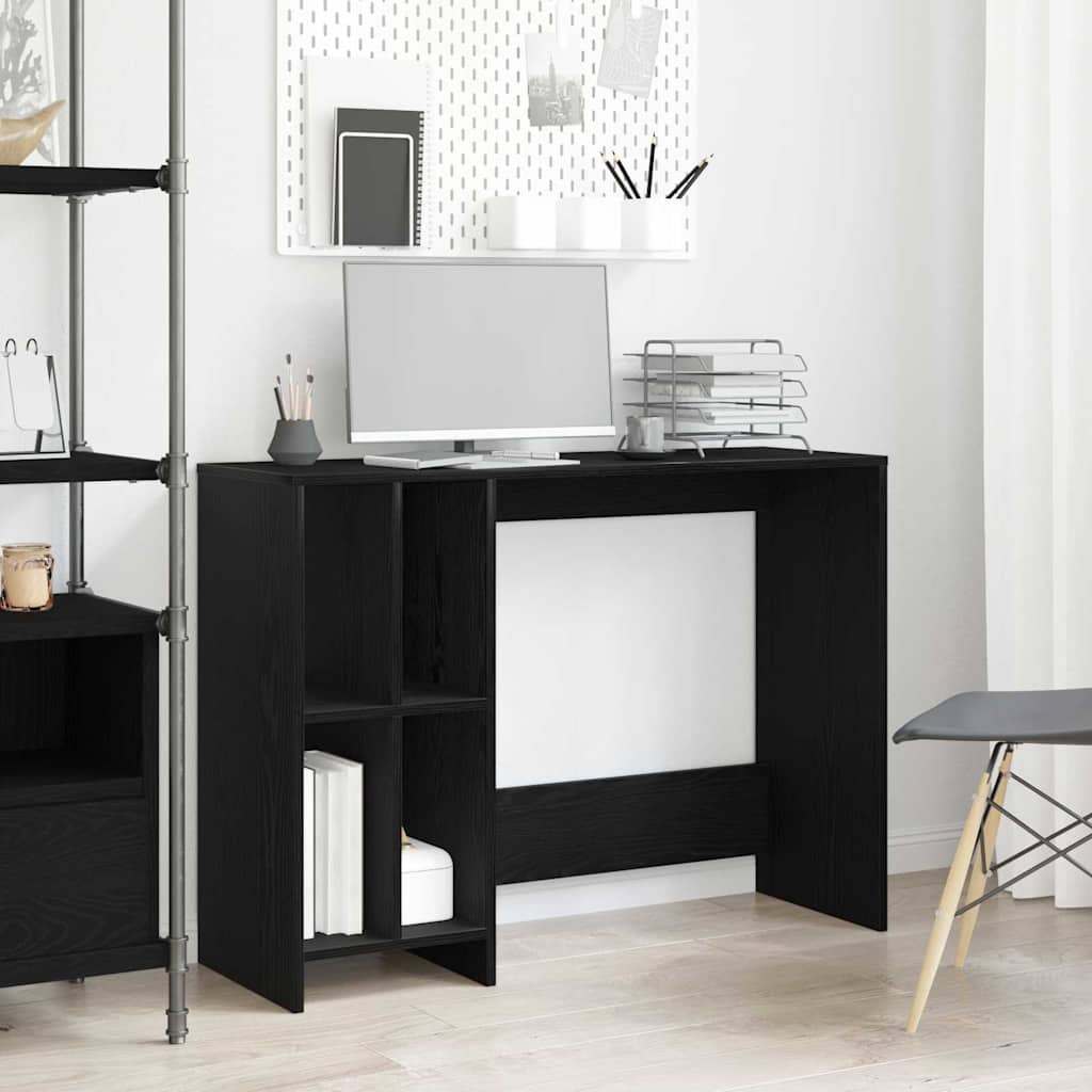 Desk with Shelf Black Oak Effect 102.5 x 35 x 75 cm