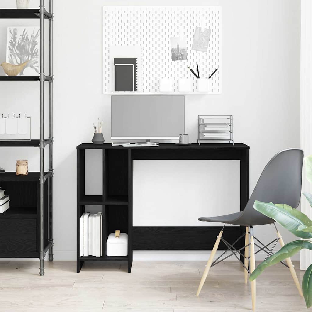 Desk with Shelf Black Oak Effect 102.5 x 35 x 75 cm