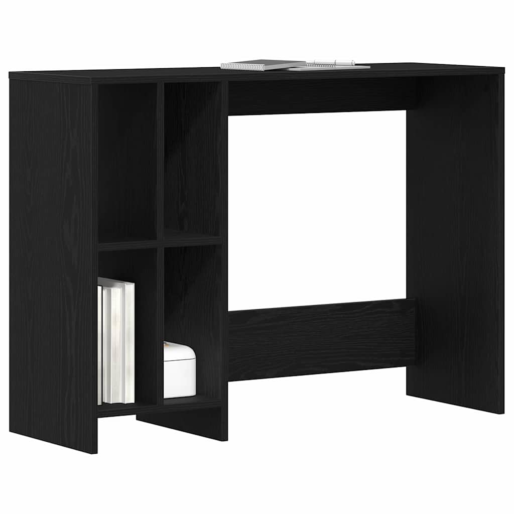 Desk with Shelf Black Oak Effect 102.5 x 35 x 75 cm