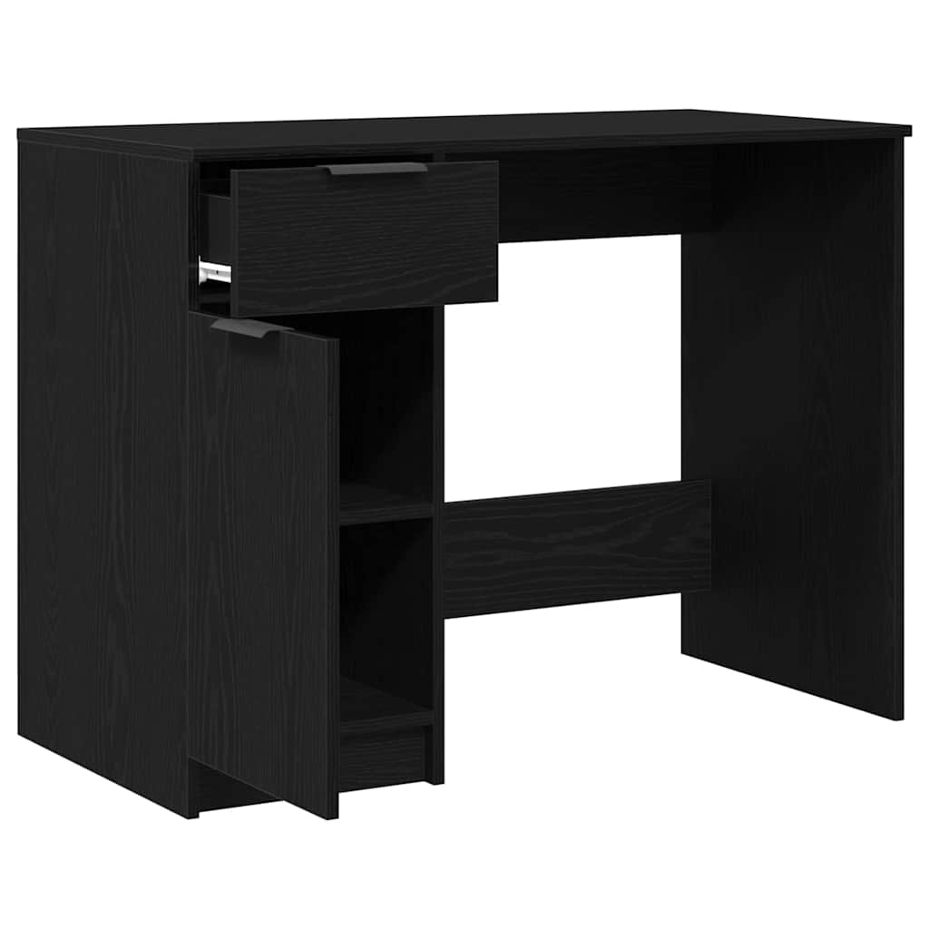 Schreibtisch mit Speicher Schwarz Eichen-Optik 100 x 50 x 75 cm