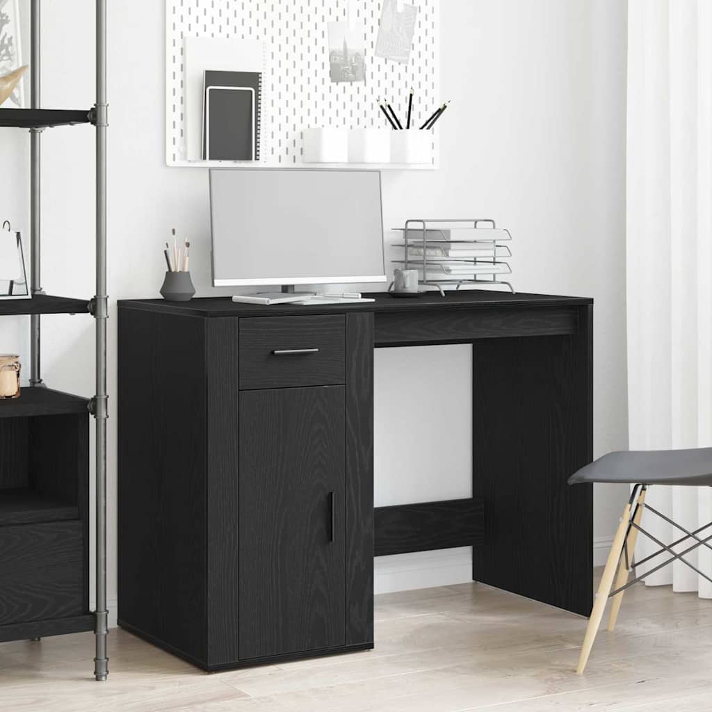 Desk with Storage Black Oak Effect 100 x 49 x 74 cm