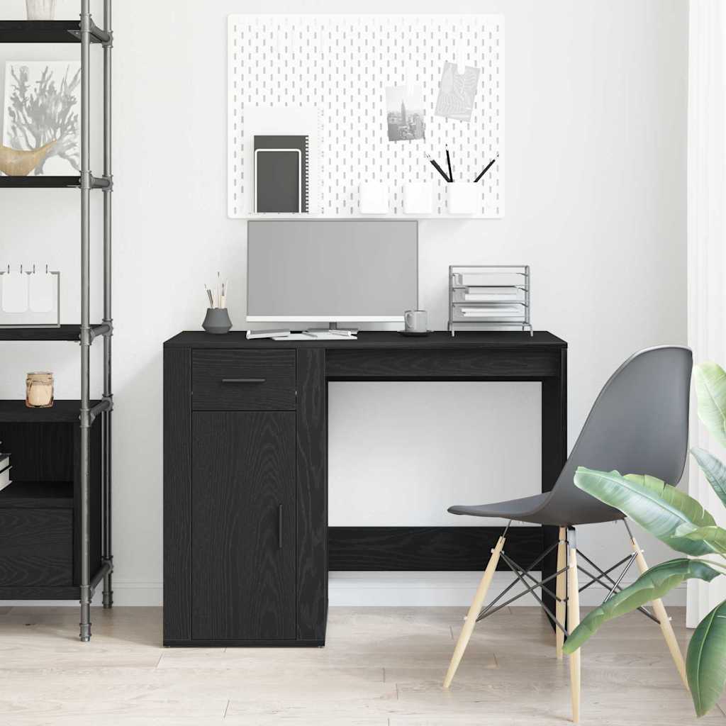 Desk with Storage Black Oak Effect 100 x 49 x 74 cm