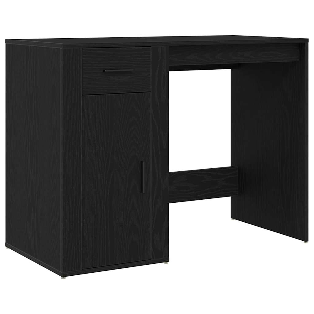 Desk with Storage Black Oak Effect 100 x 49 x 74 cm