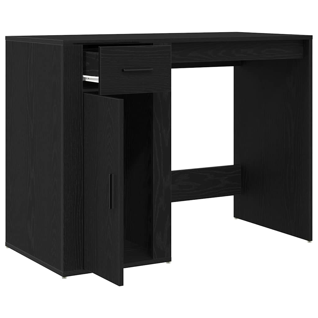Desk with Storage Black Oak Effect 100 x 49 x 74 cm