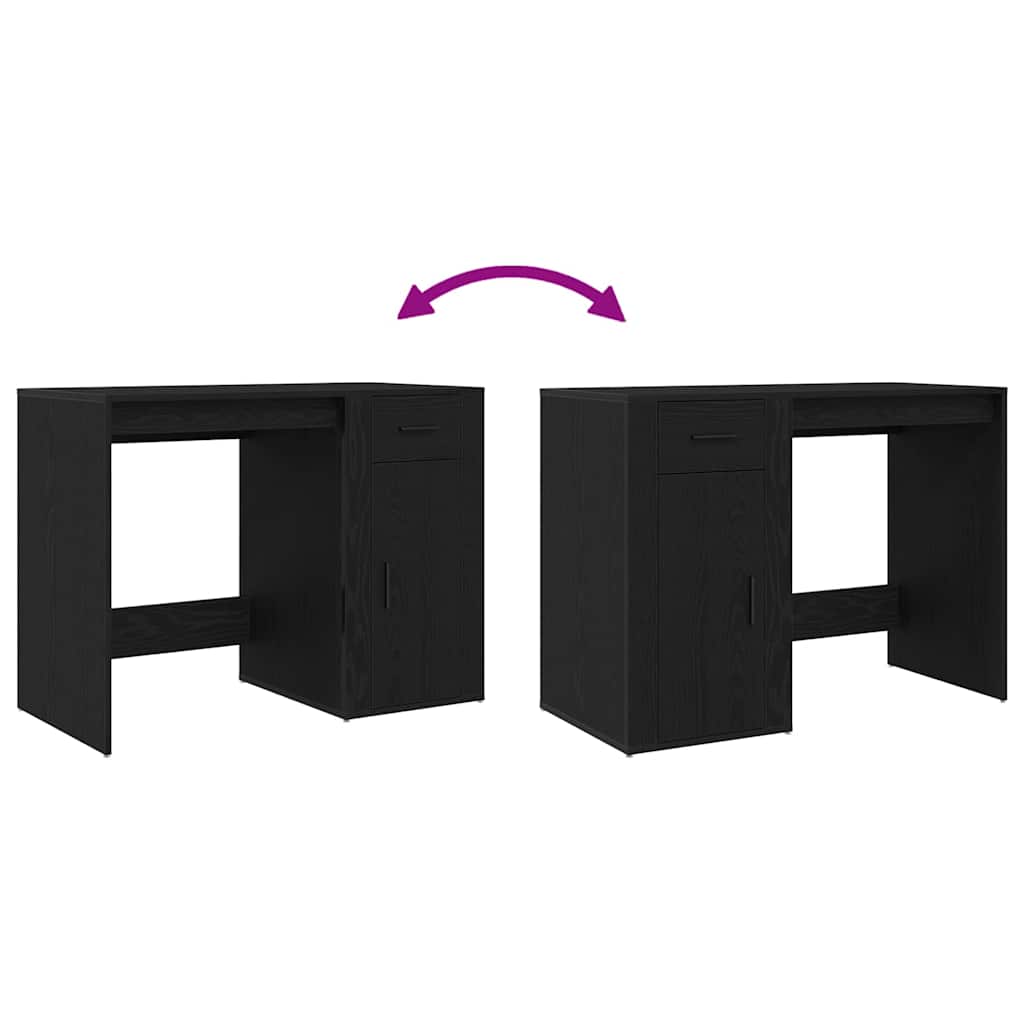 Desk with Storage Black Oak Effect 100 x 49 x 74 cm