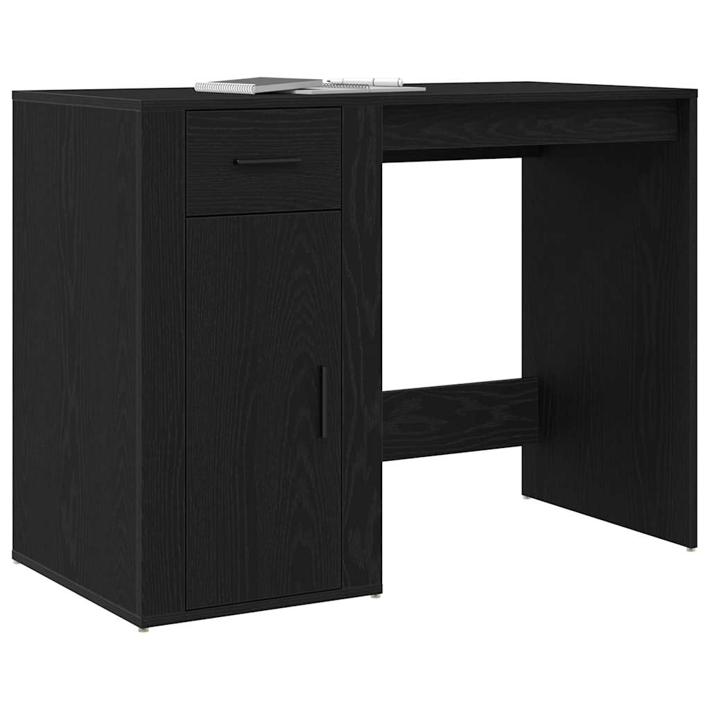 Desk with Storage Black Oak Effect 100 x 49 x 74 cm
