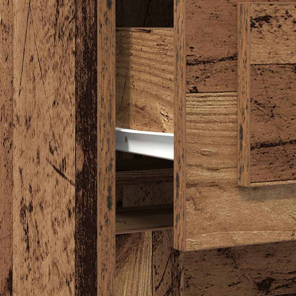 Desk with door, reclaimed wood, 50 x 115 x 75 cm, engineered wood