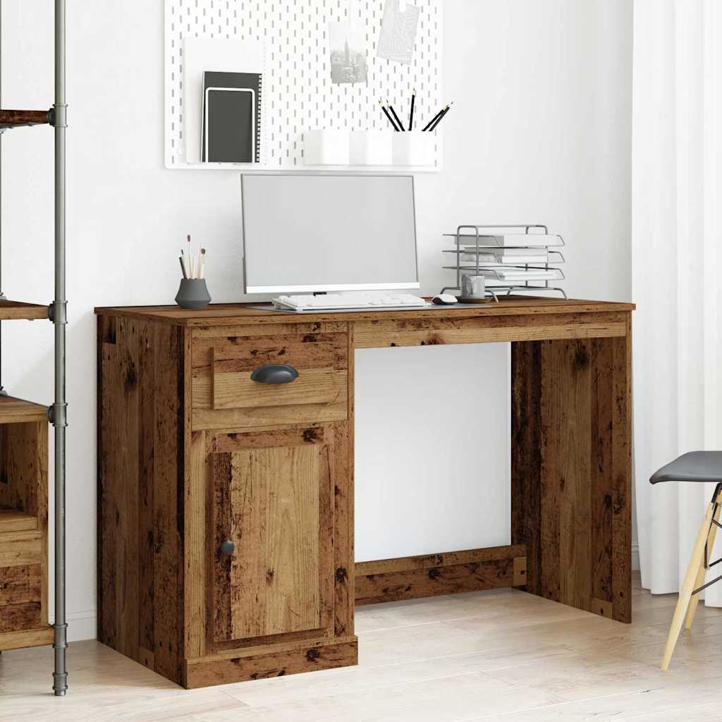 Desk with door, reclaimed wood, 50 x 115 x 75 cm, engineered wood