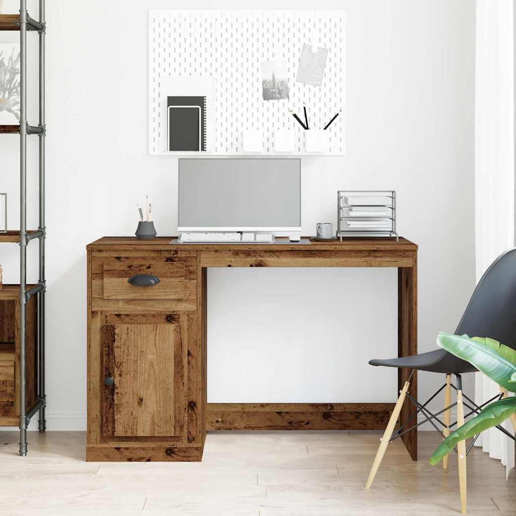 Desk with door, reclaimed wood, 50 x 115 x 75 cm, engineered wood