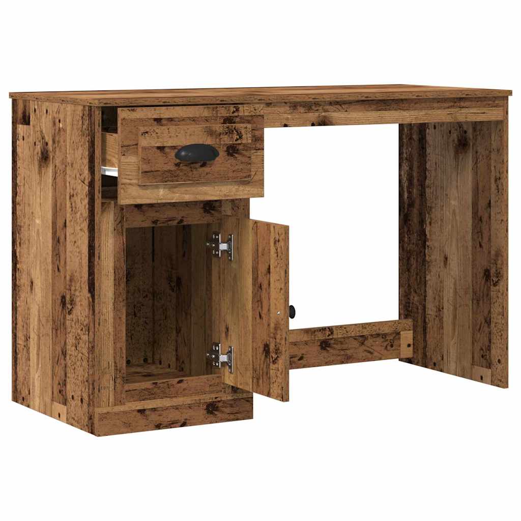 Desk with door, reclaimed wood, 50 x 115 x 75 cm, engineered wood