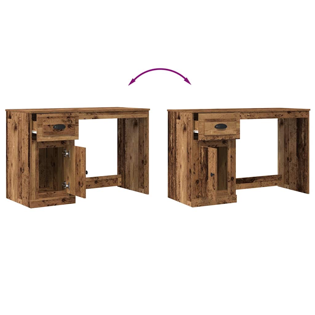 Desk with door, reclaimed wood, 50 x 115 x 75 cm, engineered wood