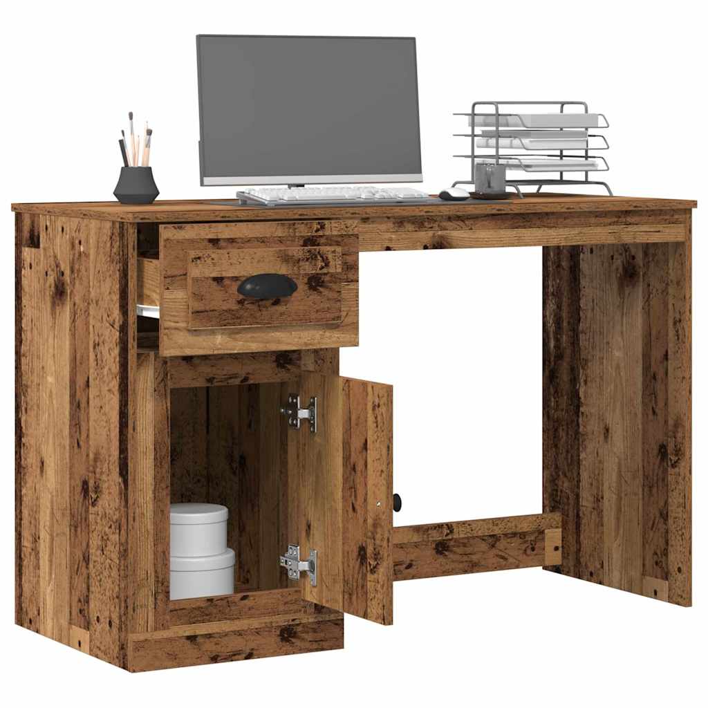 Desk with door, reclaimed wood, 50 x 115 x 75 cm, engineered wood