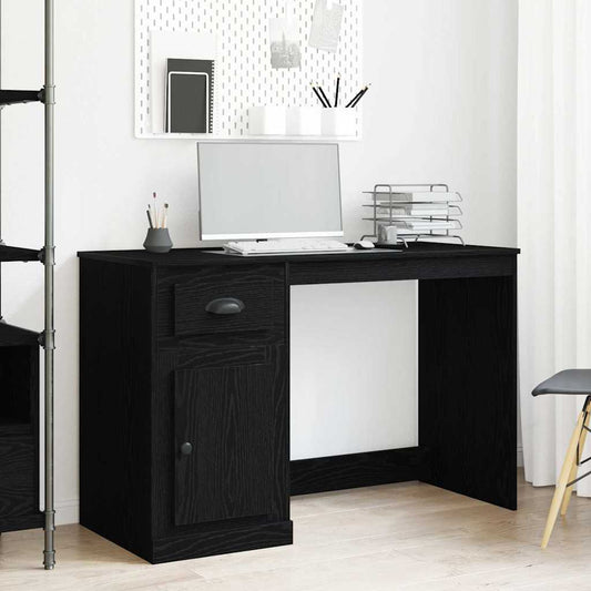 Bureau avec rangement Noir aspect chêne 50 x 115 x 75 cm