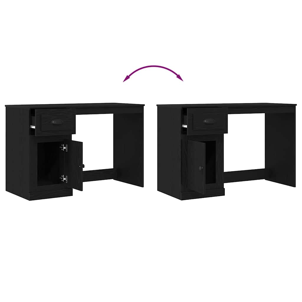 Desk with Storage Black Oak-Effect 50 x 115 x 75 cm