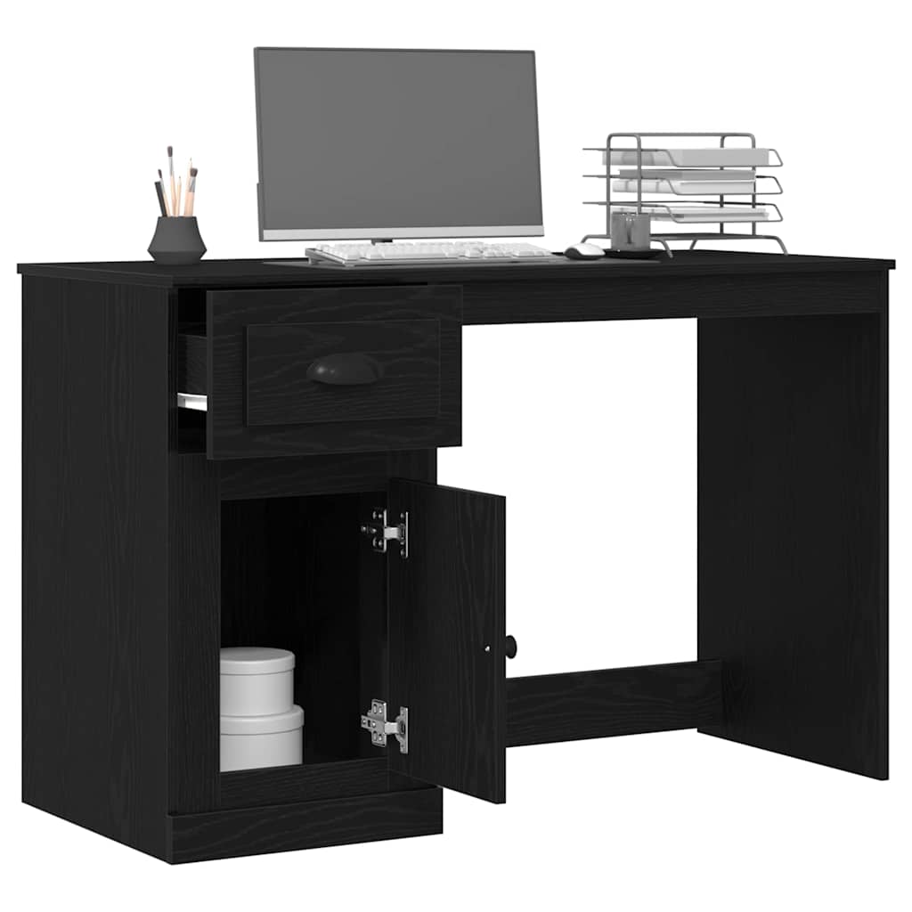 Desk with Storage Black Oak-Effect 50 x 115 x 75 cm