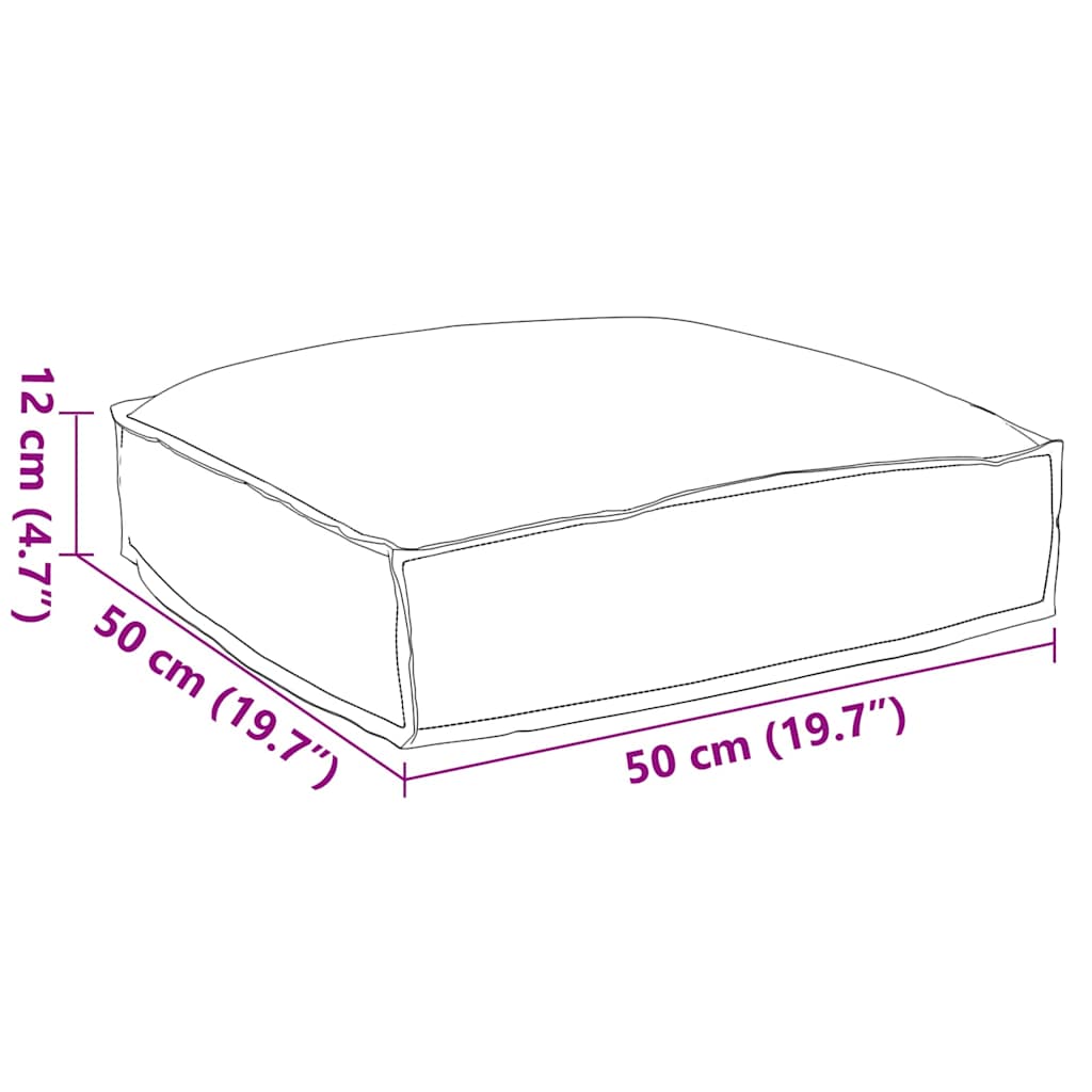 Coussin de palette pour assise adaptée, motif feuille, 50 x 50 x 12 cm