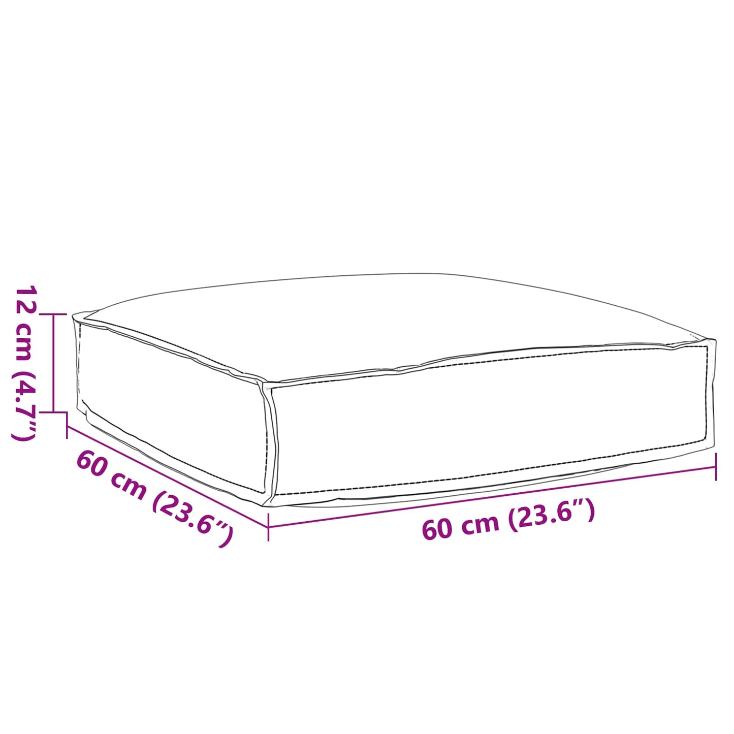 Kissen Anthrazit 60 x 60 x 12 cm Oxford-Stoff