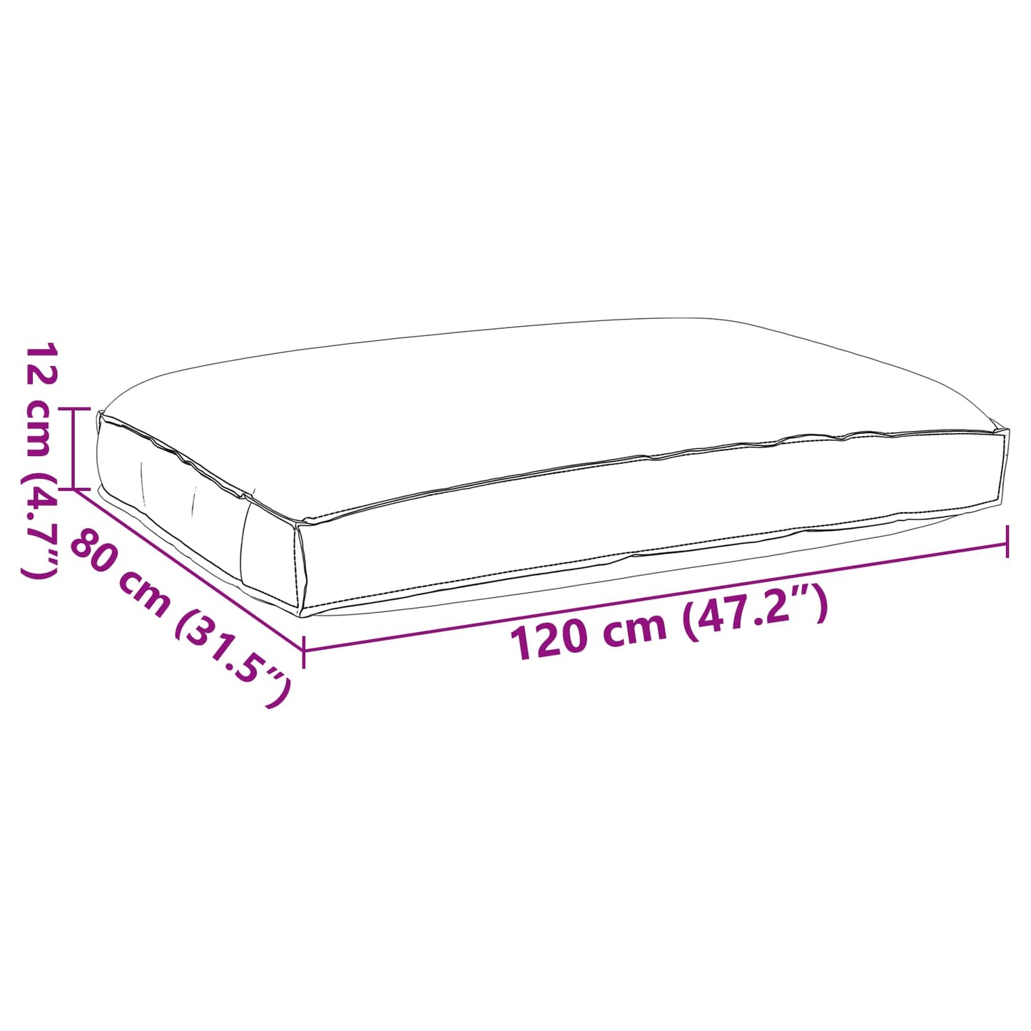 Pillow Royal Blue 120 x 80 x 12 cm Oxford fabric