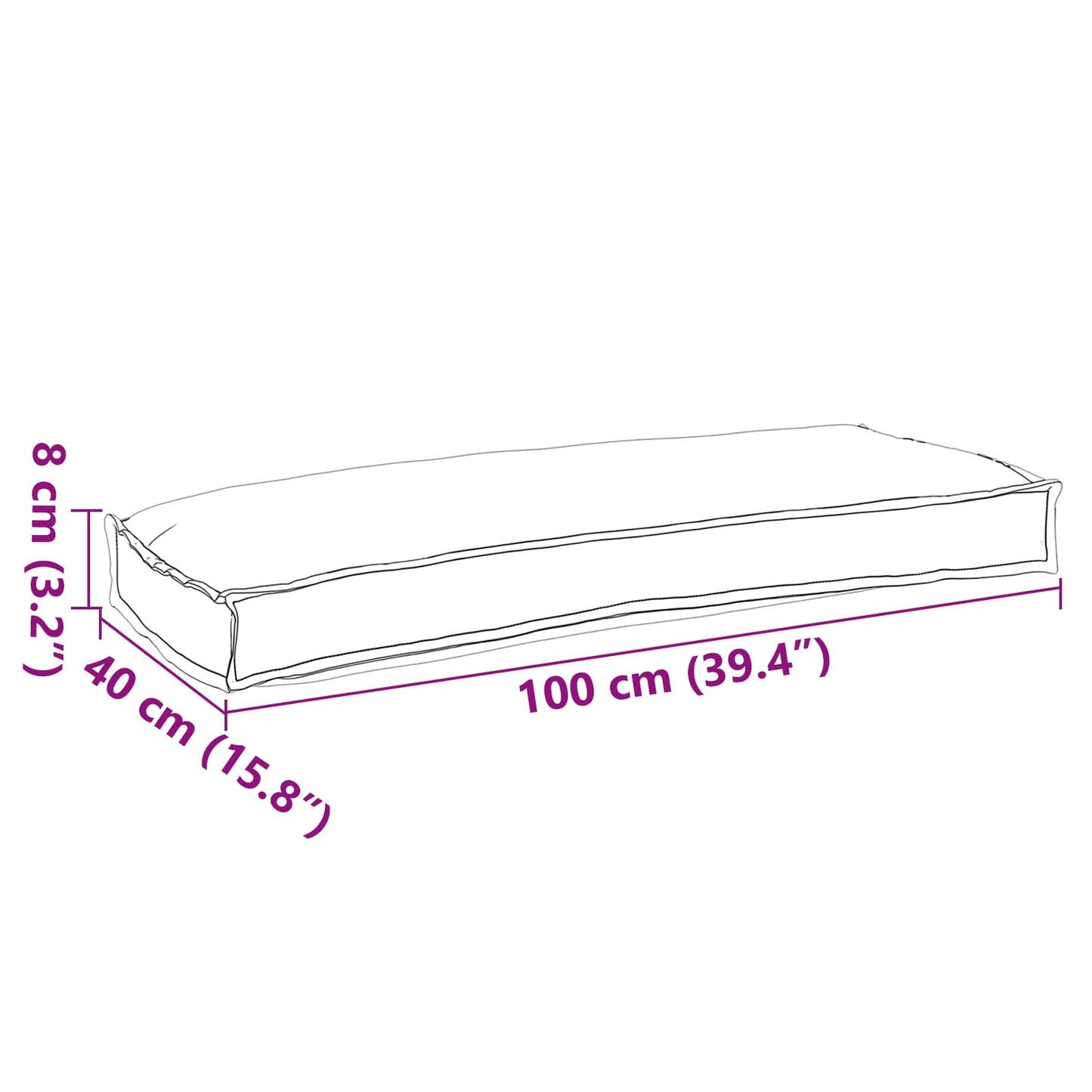 Coussin anthracite 100 x 40 x 8 cm tissu Oxford