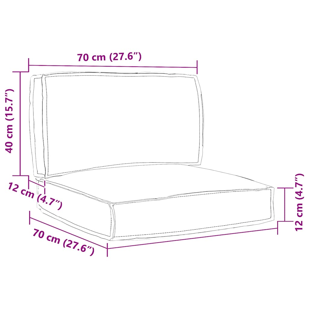 Pallet Cushion Set 2 pcs Taupe 70 x 70 x 12 cm Oxford Fabric