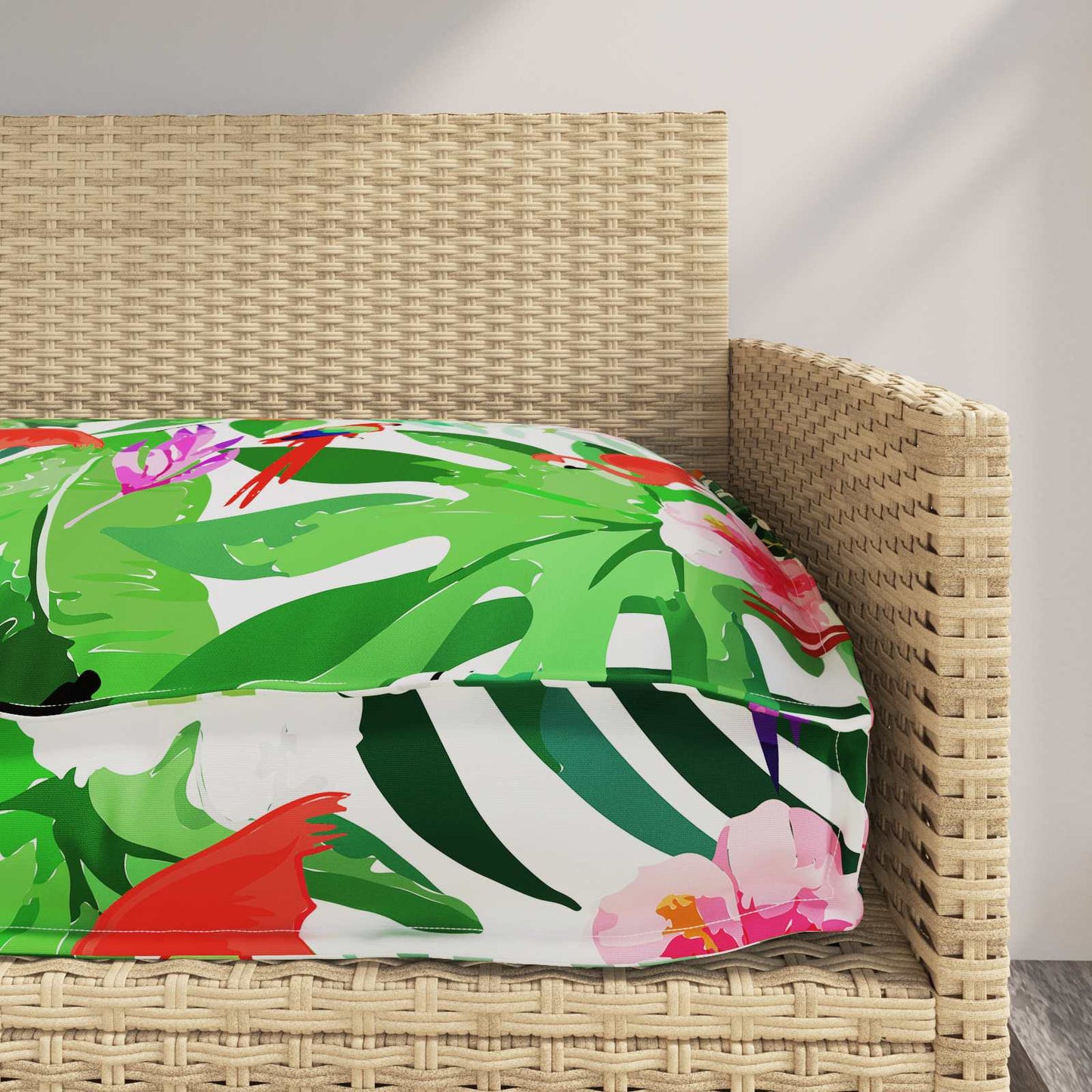 Pallet Cushion Set 2 pcs Green Leaf Pattern 100 x 40 x 8 cm