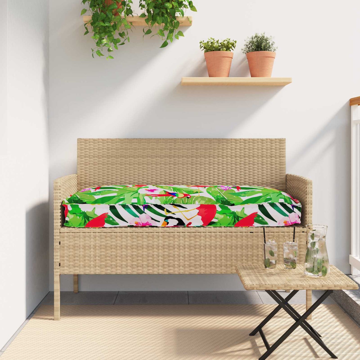 Pallet Cushion Set 2 pcs Green Leaf Pattern 100 x 40 x 8 cm