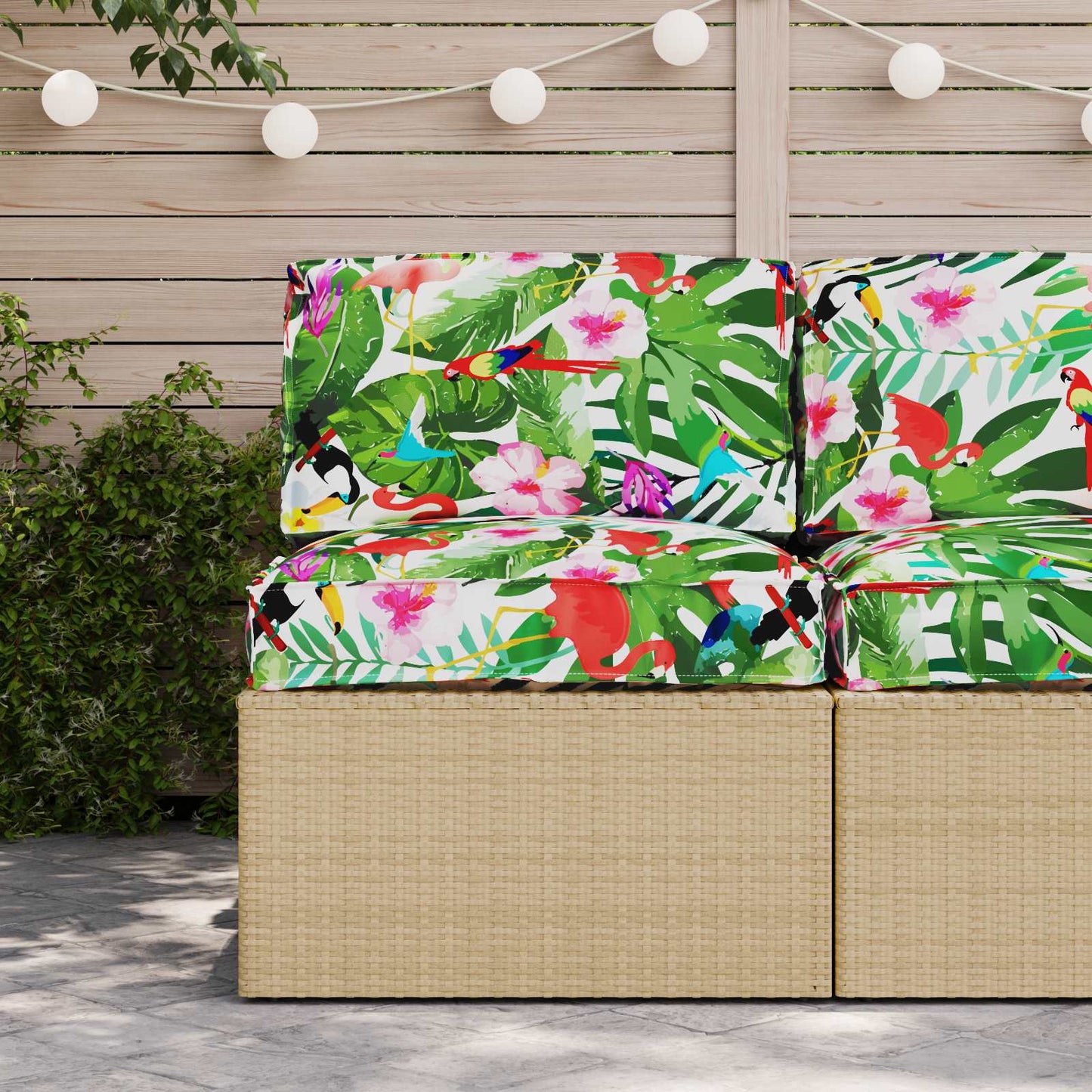 Pallet Cushion Set 2 pcs Green Leaf Pattern 100 x 40 x 8 cm