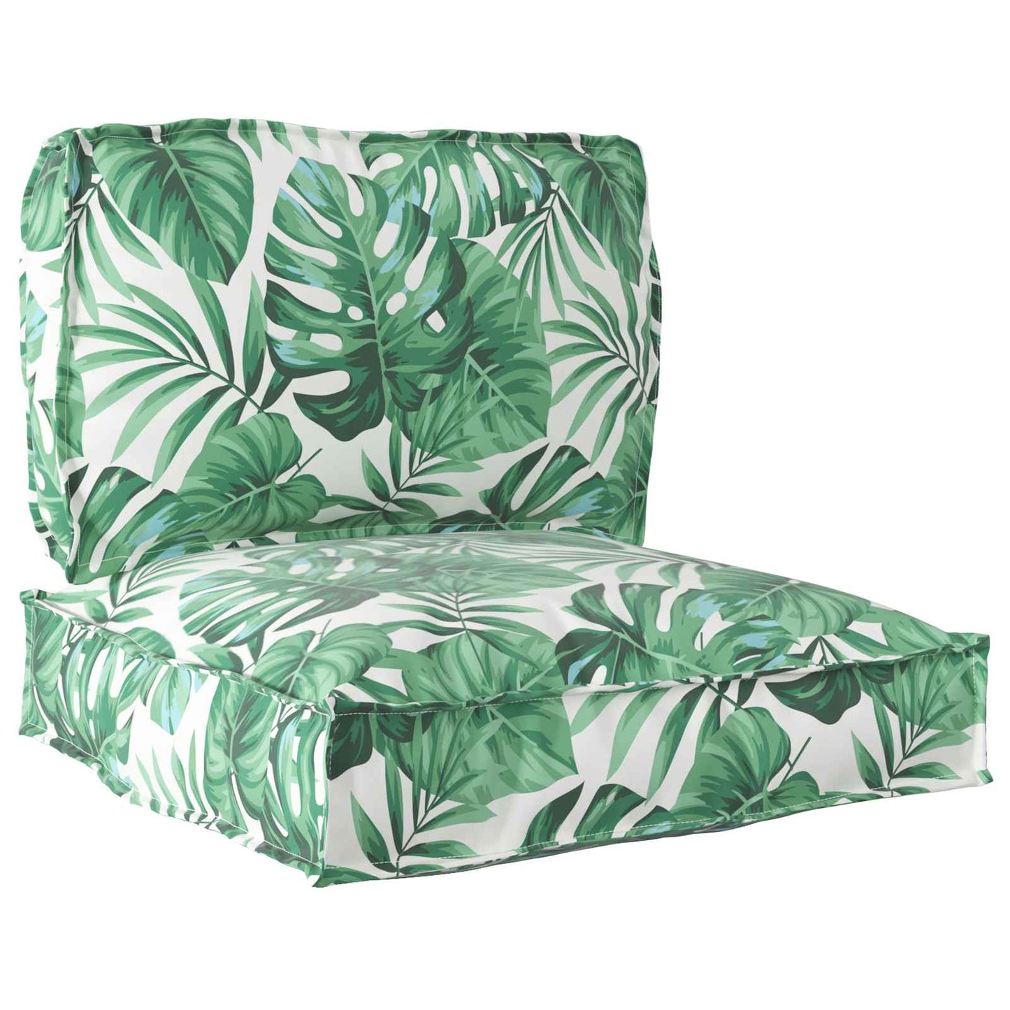 Pallet Cushion Set 2 pcs Green Leaf Pattern 100 x 40 x 8 cm