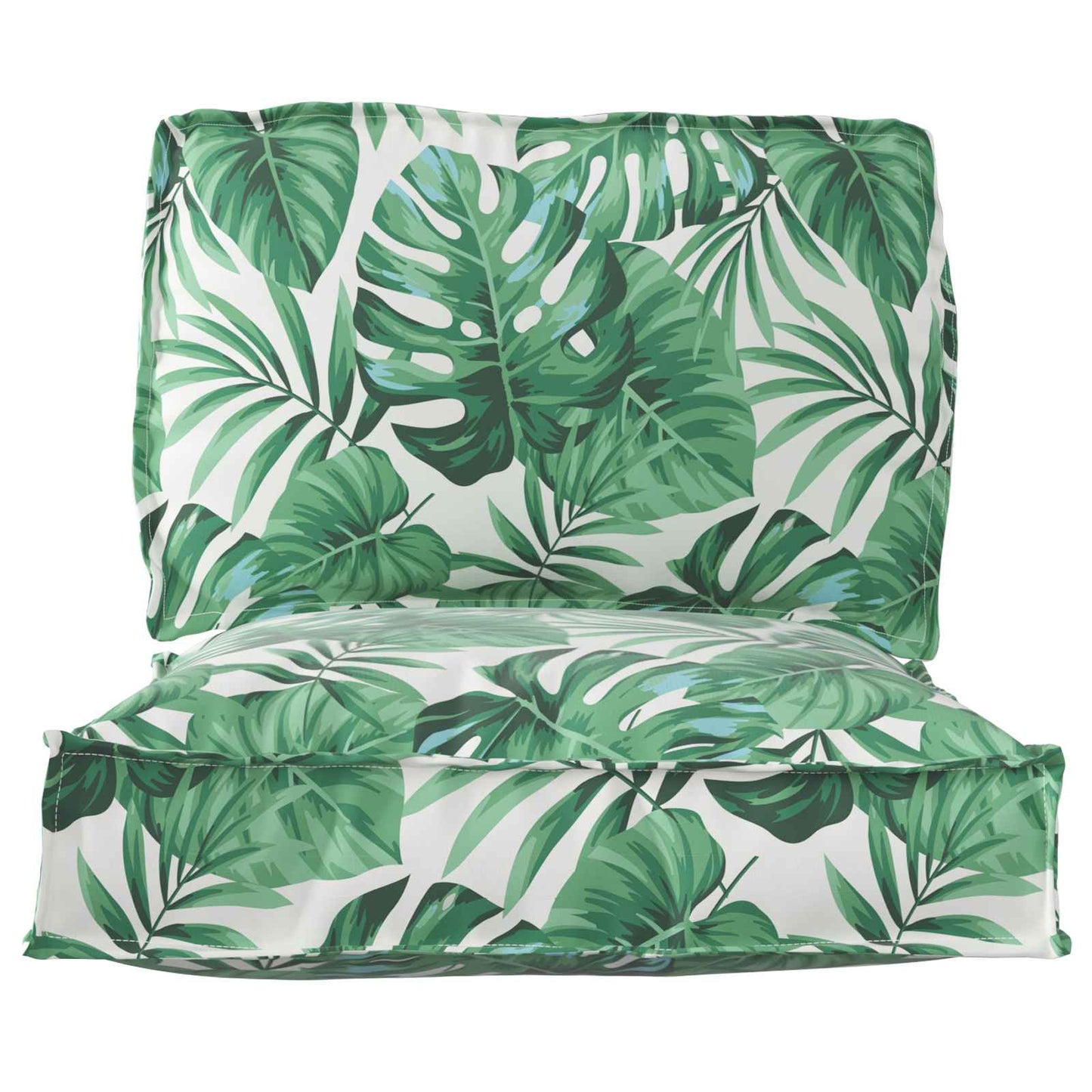 Pallet Cushion Set 2 pcs Green Leaf Pattern 100 x 40 x 8 cm
