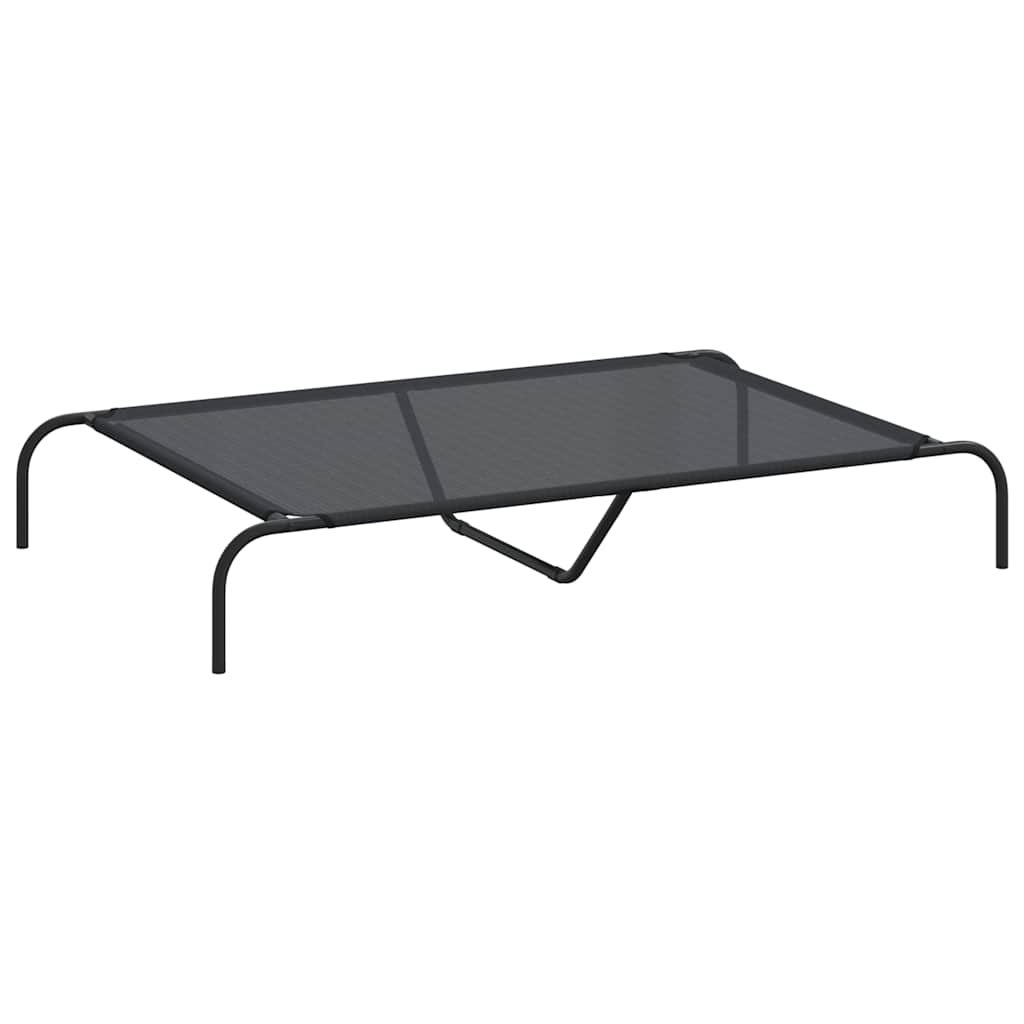Hundebett Erhöht Schwarz 130x80x20 cm Textilene und Stahl