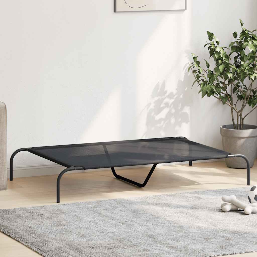 Hundebett Erhöht Schwarz 130x80x20 cm Textilene und Stahl