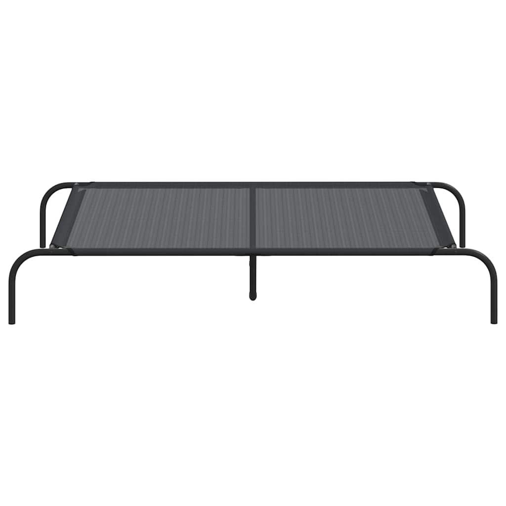 Hundebett Erhöht Schwarz 130x80x20 cm Textilene und Stahl