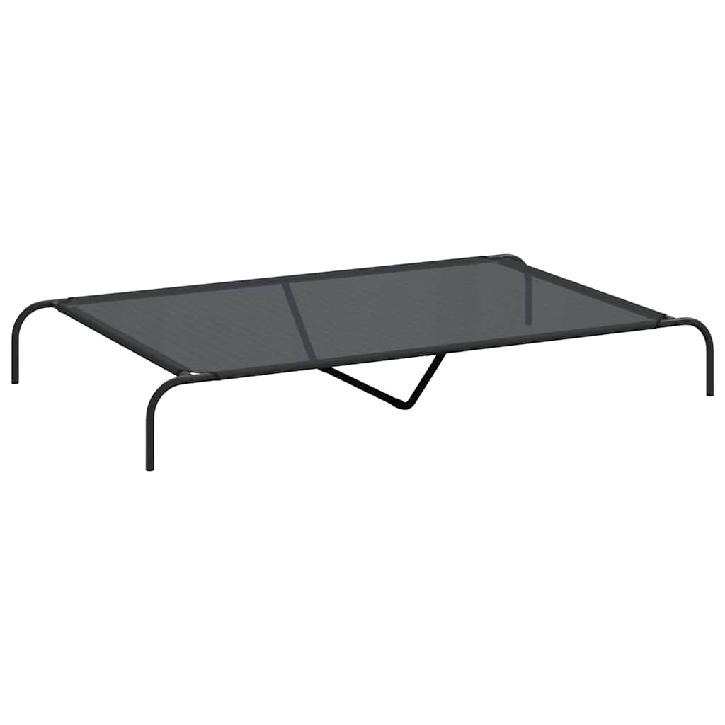Hundebett Erhöht Schwarz 150x90x20 cm Textilene und Stahl