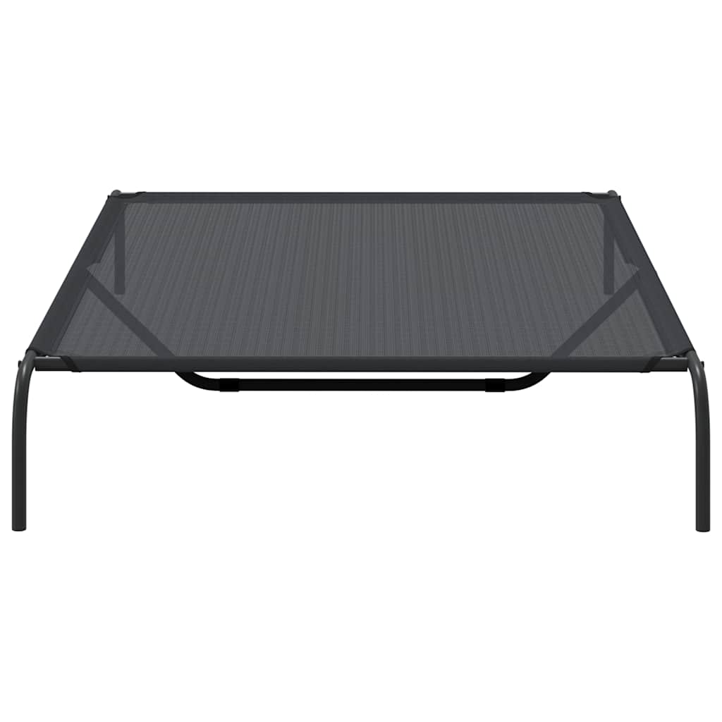 Hundebett Erhöht Schwarz 150x90x20 cm Textilene und Stahl