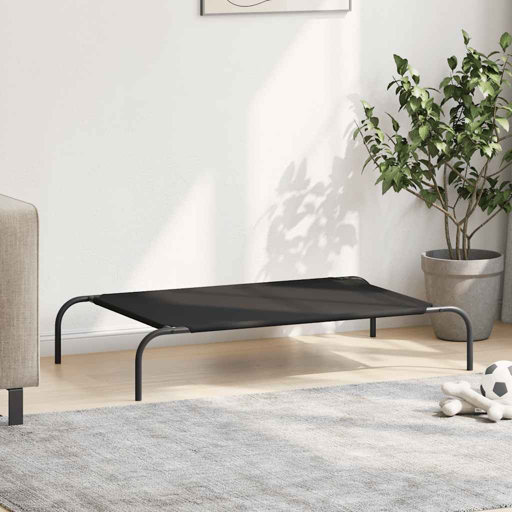 Hundebett Erhöht Schwarz 110x65x20 cm Oxford-Gewebe und Stahl