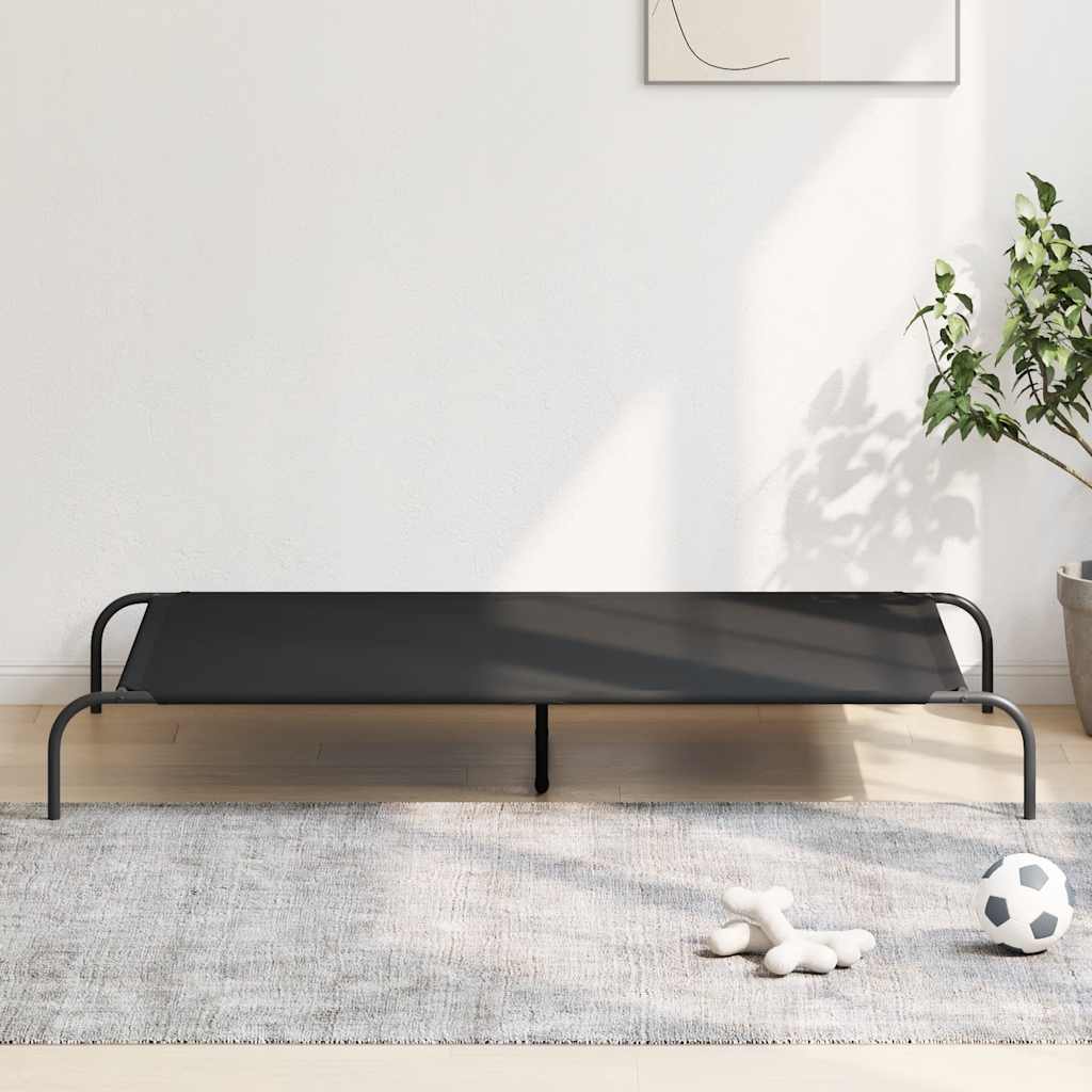 Hundebett Erhöht Schwarz 150x90x20 cm Oxford-Gewebe und Stahl