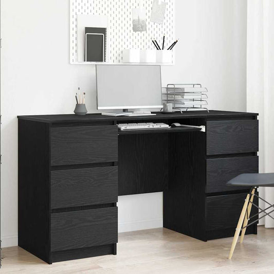 Desk with Storage Black Oak Effect 140 x 50 x 76 cm