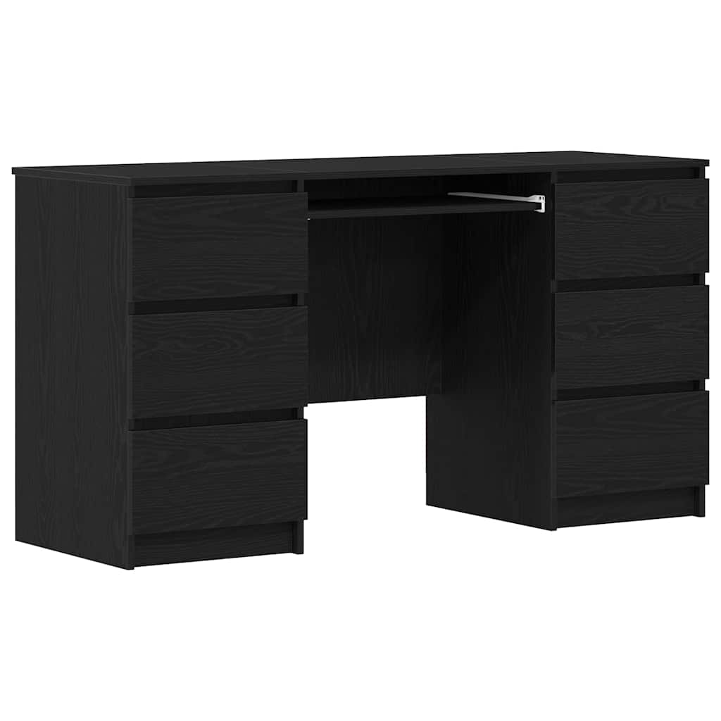 Desk with Storage Black Oak Effect 140 x 50 x 76 cm