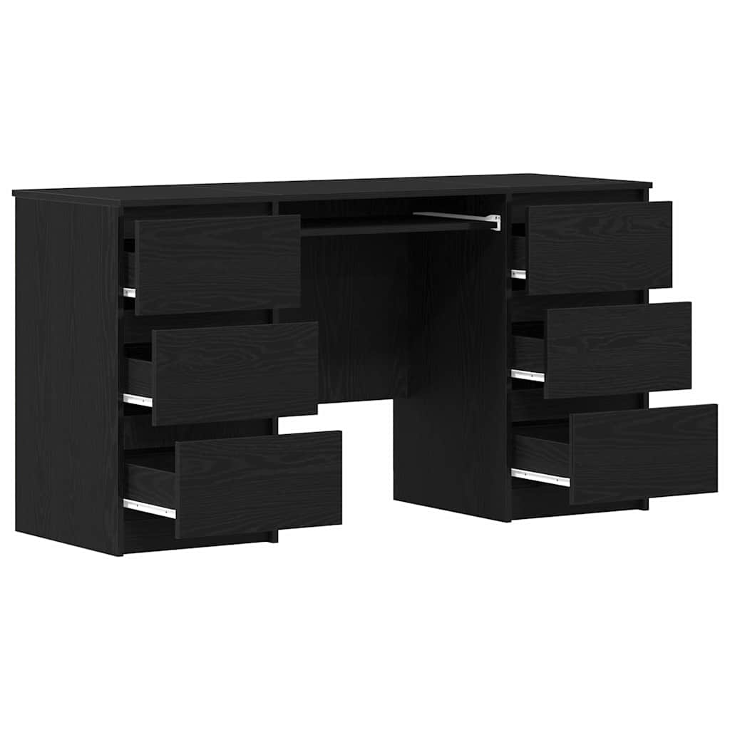 Desk with Storage Black Oak Effect 140 x 50 x 76 cm