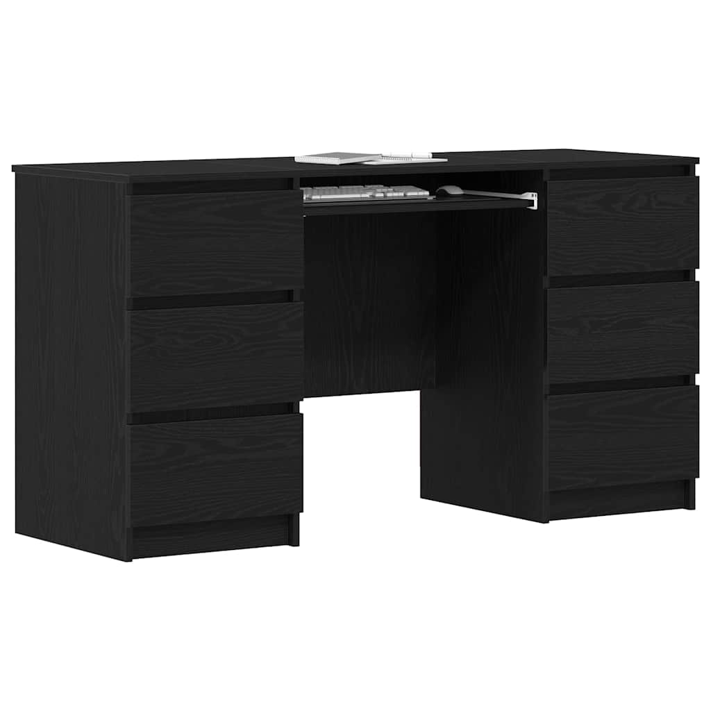 Desk with Storage Black Oak Effect 140 x 50 x 76 cm