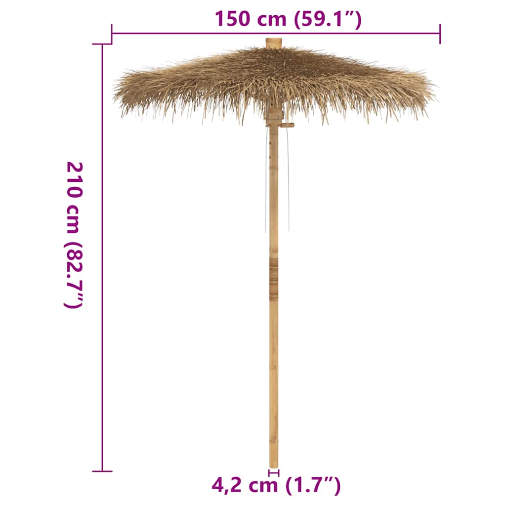 Tiki-Schirm mit Bananenblatt-Dach 150 cm Bambus