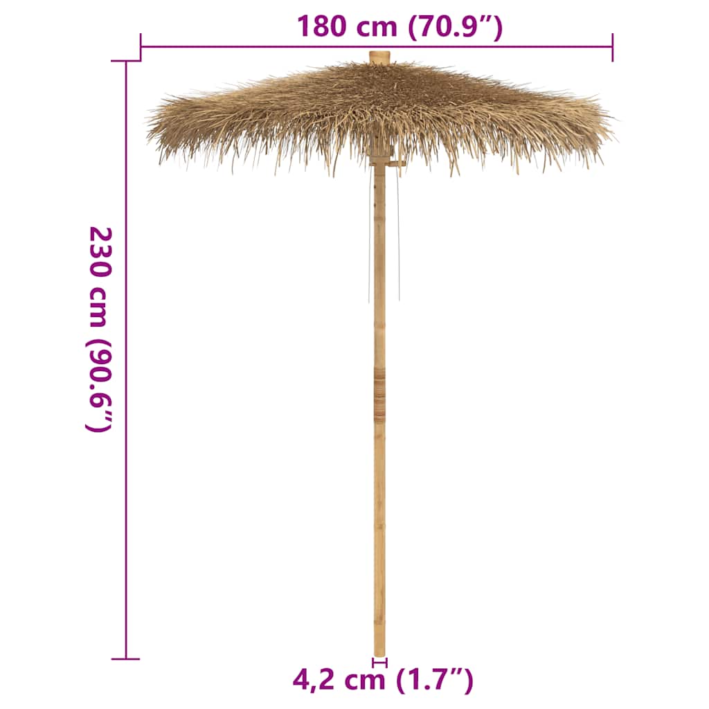 Tiki-Schirm mit Bananenblatt-Dach 180 cm Bambus