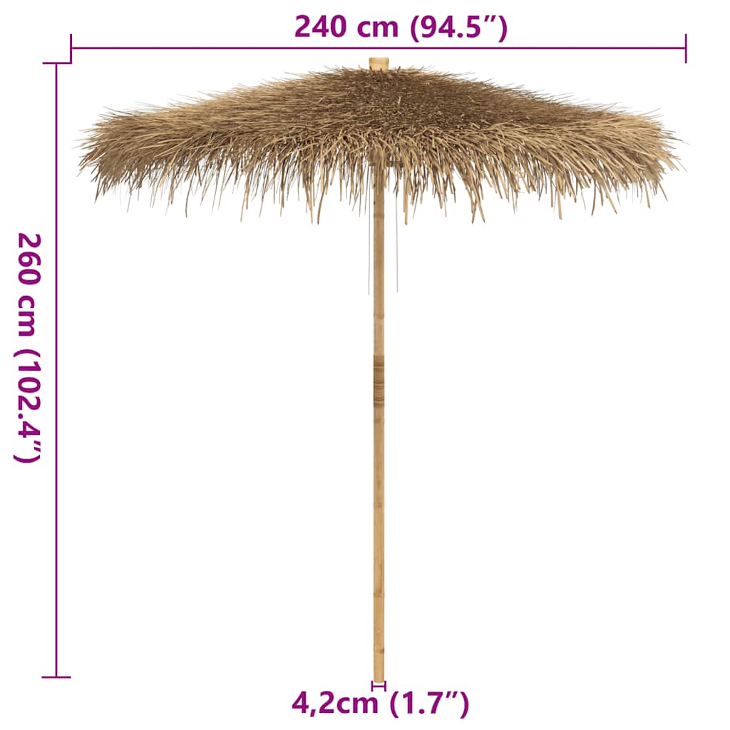 Tiki-Schirm mit Bananenblatt-Dach 240 cm Bambus