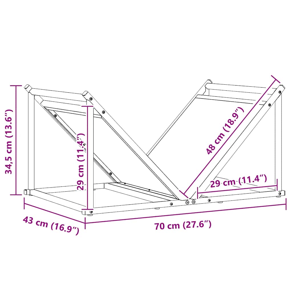 Brennholzregal Weiß 70x43x34,5 cm Kaltgewalzter Stahl