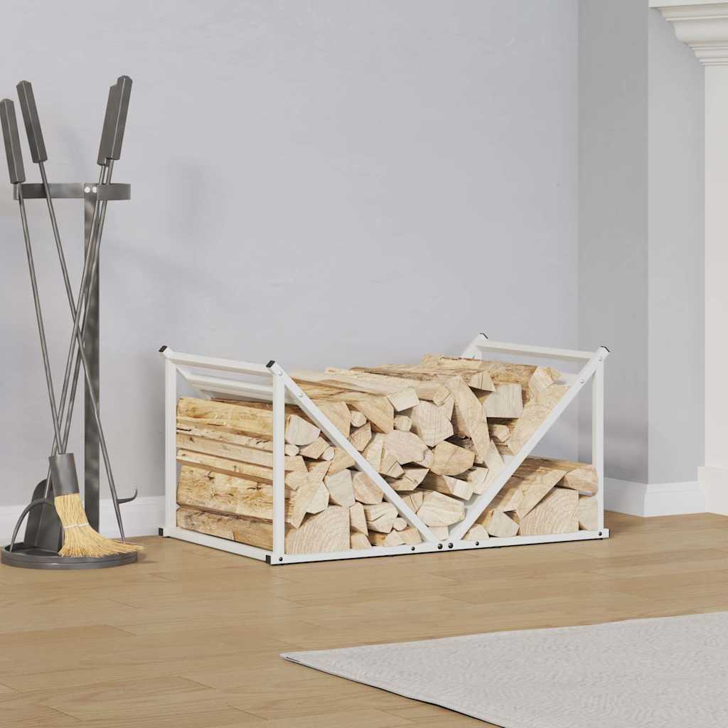 Brennholzregal Weiß 70x43x34,5 cm Kaltgewalzter Stahl