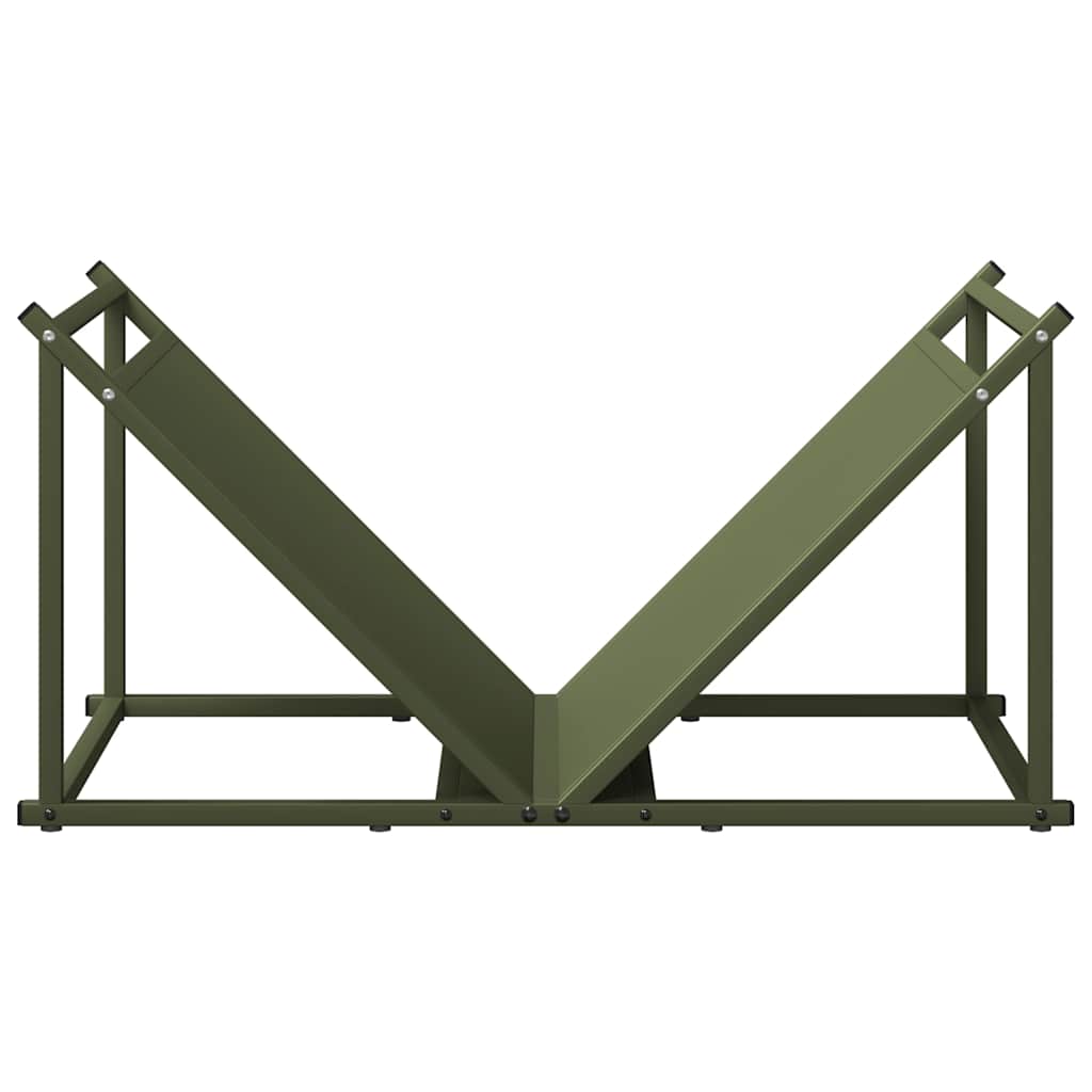 Brennholzregal Olivgrün 70x43x34,5 cm Kaltgewalzter Stahl