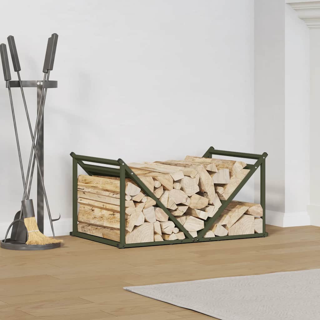 Brennholzregal Olivgrün 70x43x34,5 cm Kaltgewalzter Stahl
