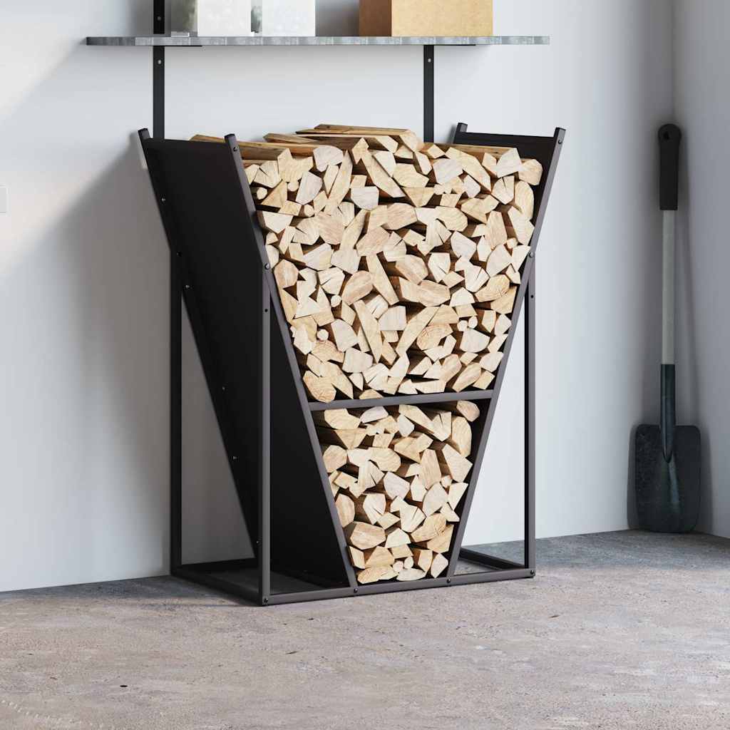 Brennholzregal Schwarz 69,5x35x81 cm Kaltgewalzter Stahl